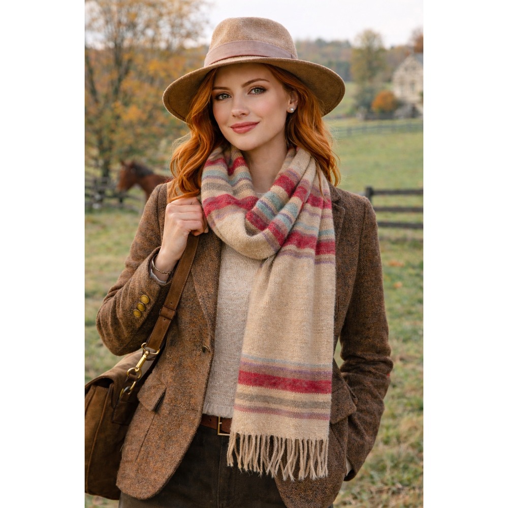 Lauren Ralph Lauren Knit Scarf Wrap Stripped Minimalist Preppy Heritage Outdoors
